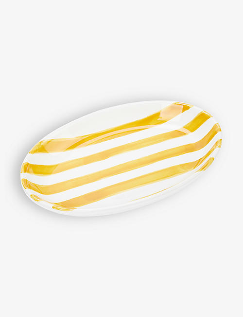 POPOLO: Striped circular ceramic dinner plate 25cm