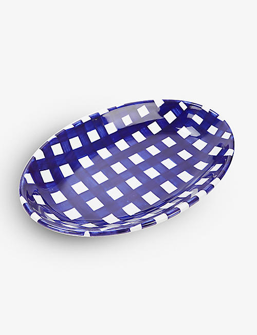 POPOLO: Checked ceramic platter dish 29cm