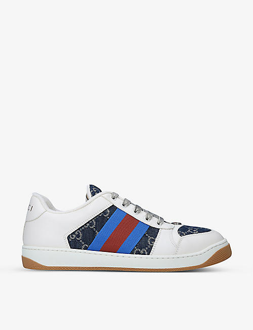 GUCCI: Screener monogram-print leather and canvas low-top trainers