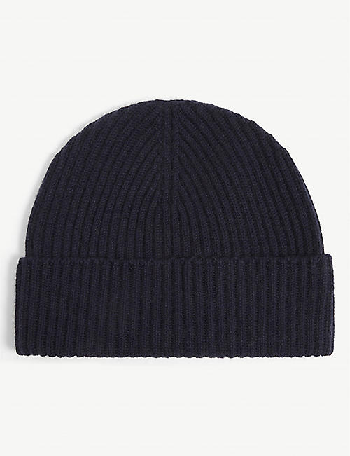 JOHNSTONS: Ribbed cashmere beanie hat