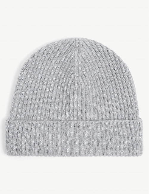 JOHNSTONS: Ribbed cashmere beanie hat