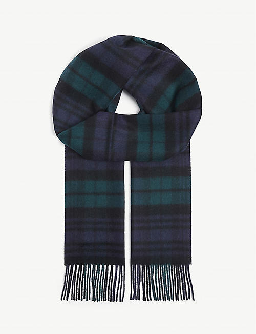 JOHNSTONS: Fringed cashmere scarf