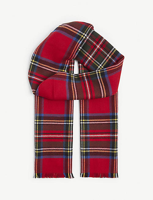 JOHNSTONS: Fringed-trim fine-knit wool scarf