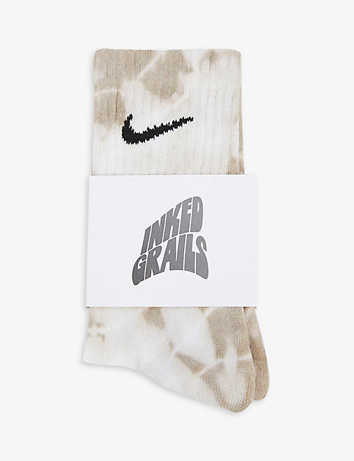 INKED GRAILS: Brand-embroidered tie-dyed cotton-jersey socks