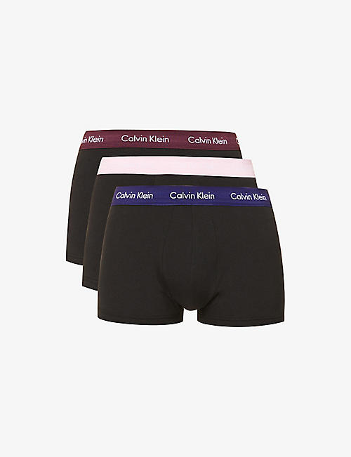 CALVIN KLEIN: Pack of 3 logo-embroidered stretch-cotton trunks