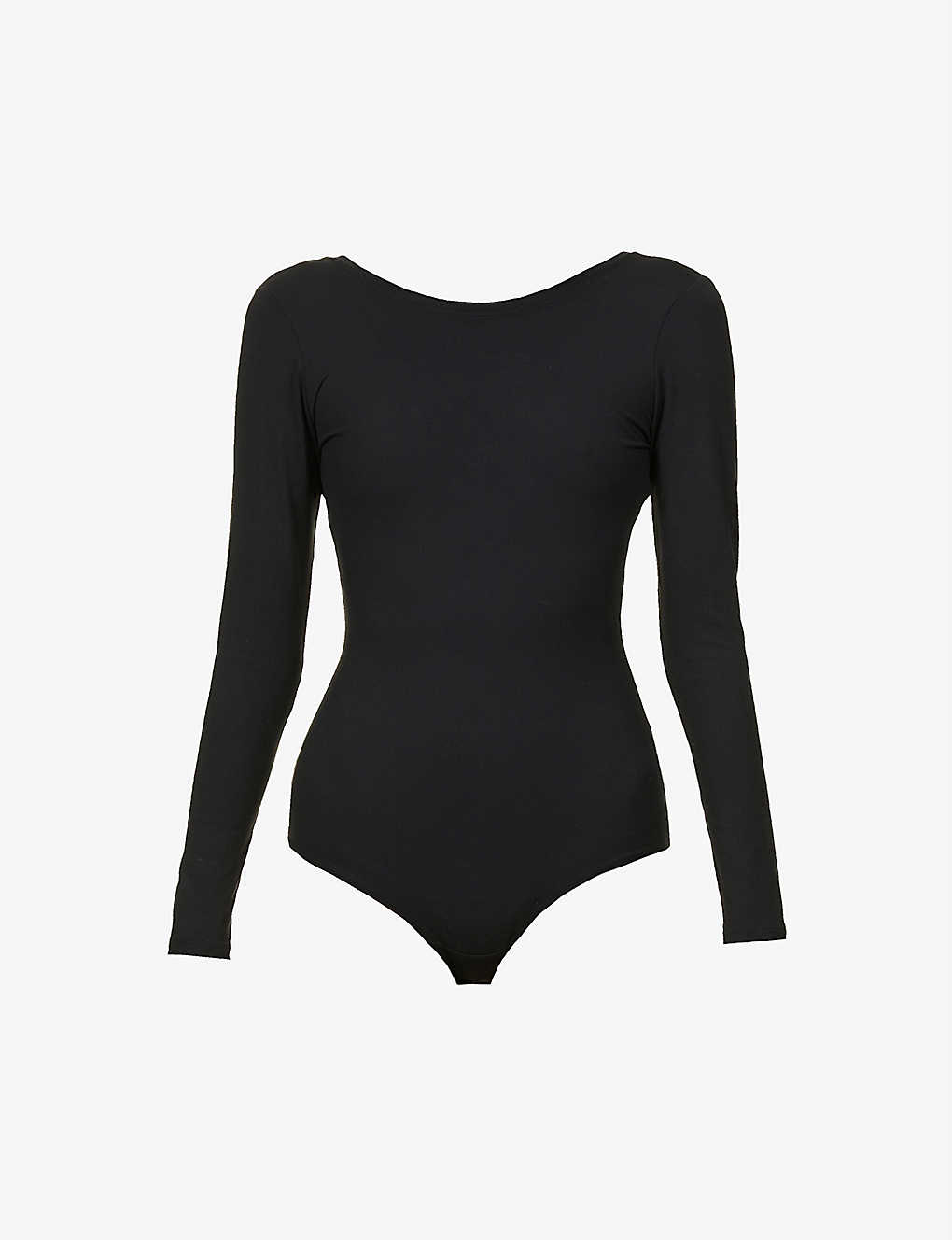 Shop Spanx Women's Classic Black Scoop-neck Stretch-jersey Bodysuit