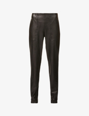 SPANX - Leather Like tapered-leg mid-rise stretch faux-leather jogging  bottoms