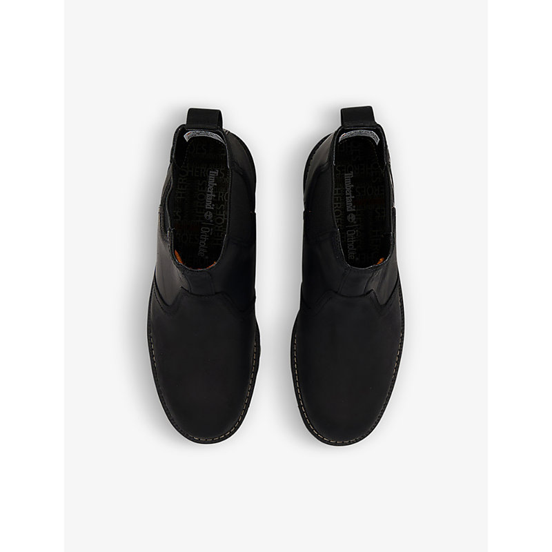 Shop Timberland Larchmont Logo-embossed Leather Chelsea Boots In Black