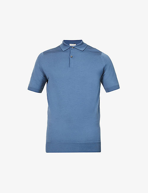 JOHN SMEDLEY: Regular-fit short-sleeved wool polo shirt