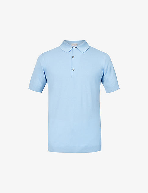 JOHN SMEDLEY: Sea Island short-sleeved cotton-knit polo shirt