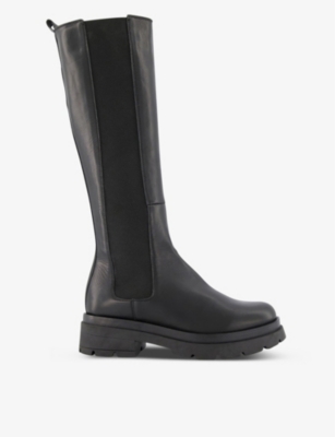 Designer leather outlet knee high boots