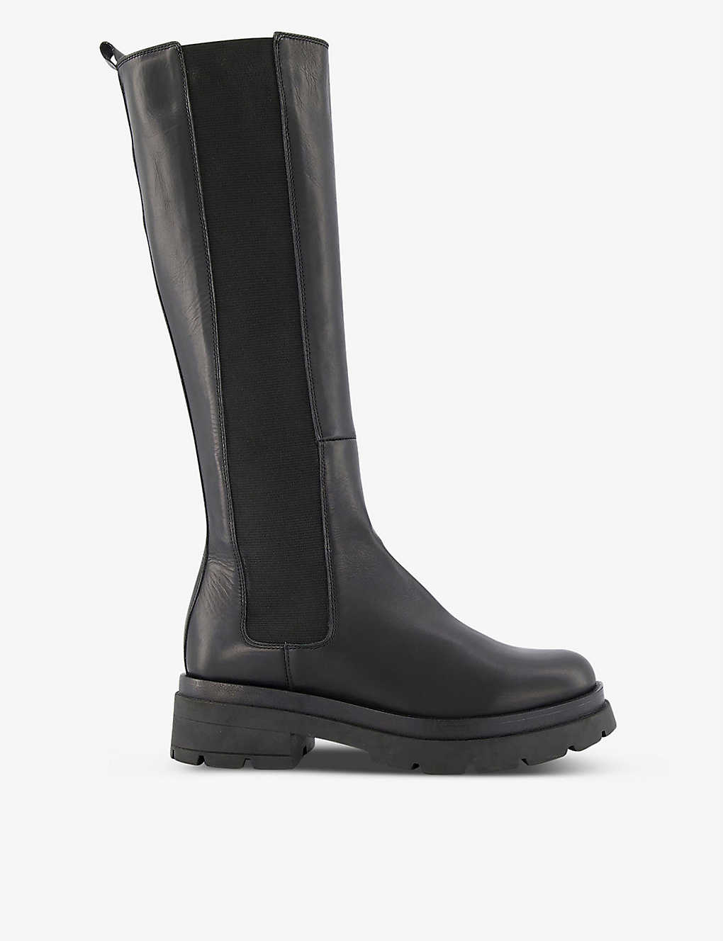Dune Tempas Knee-high Leather Chelsea Boots In Black