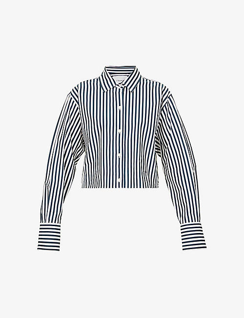 FRAME: The Cut Off striped organic-cotton shirt