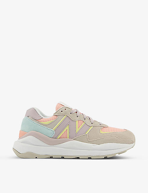 NEW BALANCE: 57/40 low-top chunky-soled suede and mesh trainers