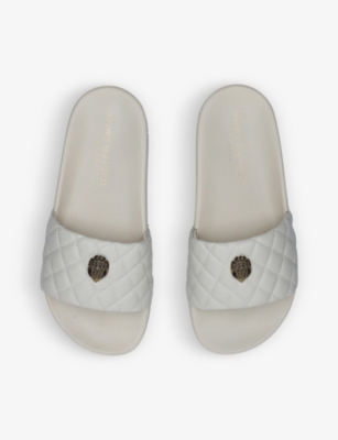 KURT GEIGER LONDON: Meena Eagle embellished quilted rubber sliders