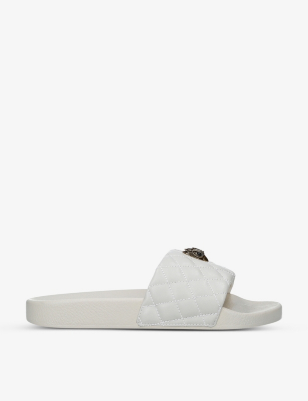 Meena Eagle embellished quilted rubber sliders