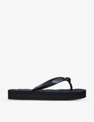 Shop Kurt Geiger London Women's Black Kensington Q Two-post Rubber Flip Flops