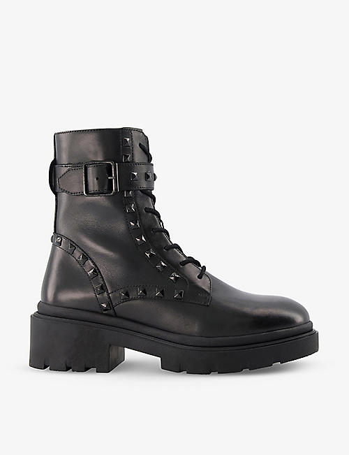 DUNE: Pendra studded chunky-soled leather biker boots