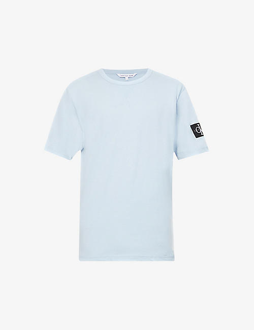 CK JEANS：徽标贴片短袖平纹针织棉 T 恤