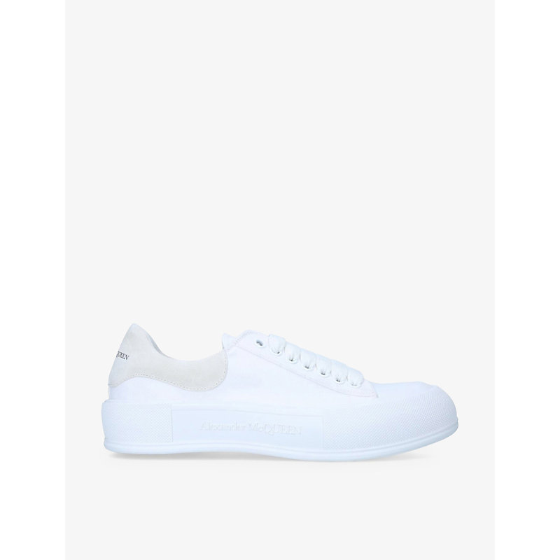 Alexander Mcqueen Deck Cap-toe Canvas And Suede Low-top Trainers In White