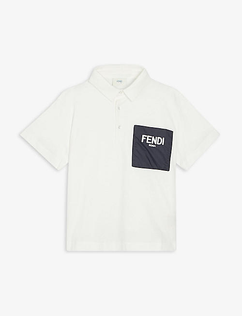 FENDI: Logo-patch cotton T-shirt 4-14 years