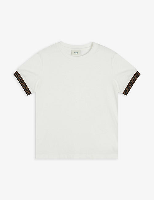 FENDI: Logo-tape cotton-jersey T-shirt 4-14 years