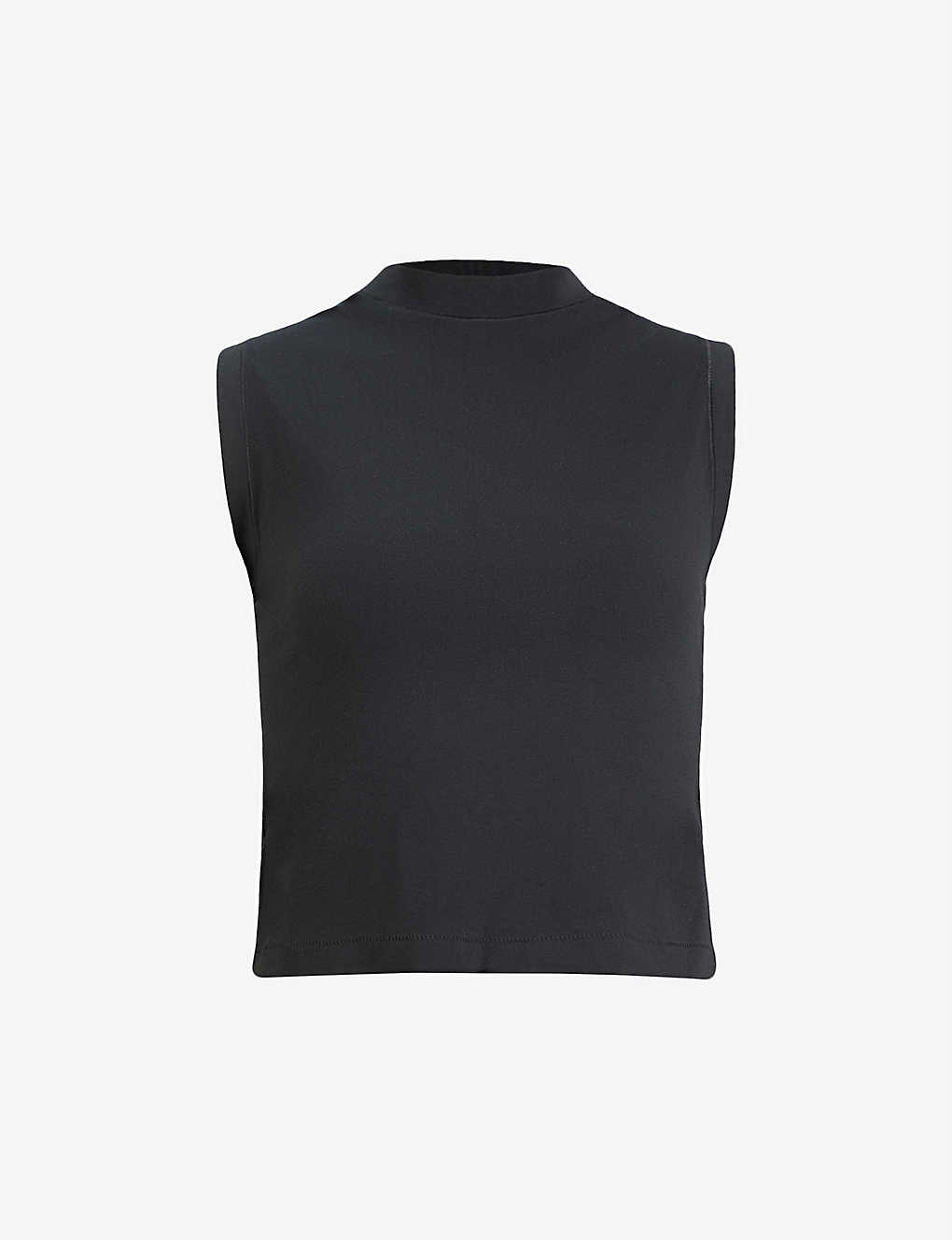 Shop Skims Women's Soot High-neck Stretch-cotton Tank Top