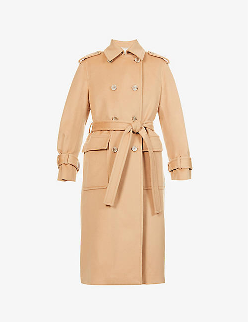 ELEVENTY: Double-breasted belted wool trench coat