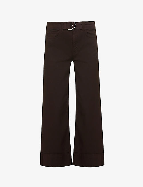 ELEVENTY: Belted tapered-leg high-rise stretch-cotton trousers