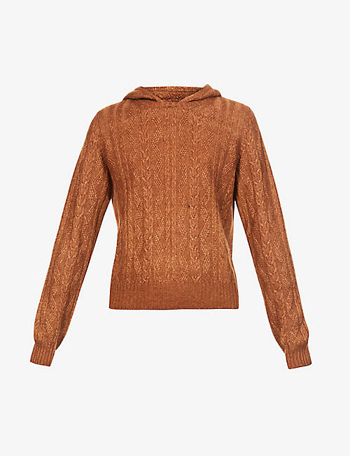 ELEVENTY: Cable-knit silk and cashmere-blend hoody
