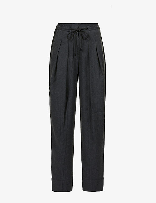 ME AND EM: Relaxed-fit tapered-leg high-rise stretch-twill trousers