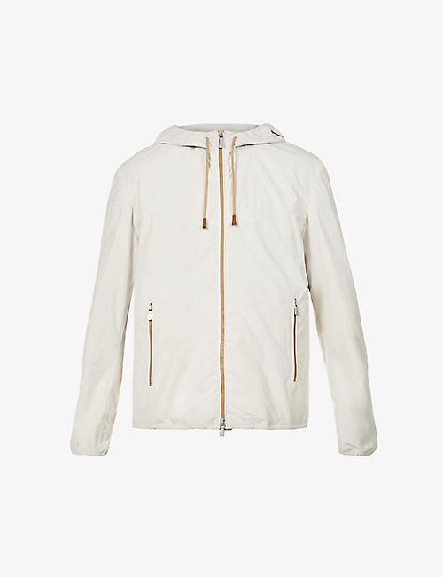 ELEVENTY: Contrasting-trimmed zip-up shell hooded jacket