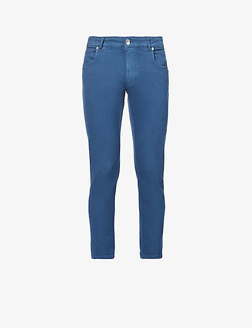 ELEVENTY: Cropped slim-fit stretch-denim jeans