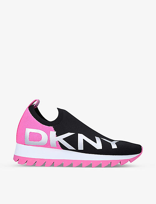 DKNY: Azer logo-print slip-on knitted trainers