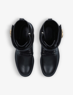 Shop Gucci Gg Marmont Round-toe Leather Ankle Boots In Black