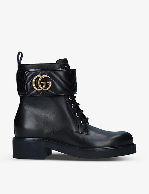 GUCCI: GG Marmont round-toe leather ankle boots