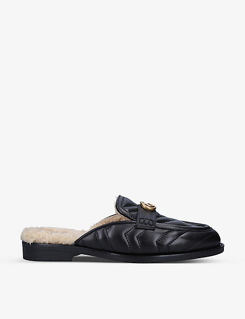 GUCCI: Women's Marmont shearling-lined leather mules