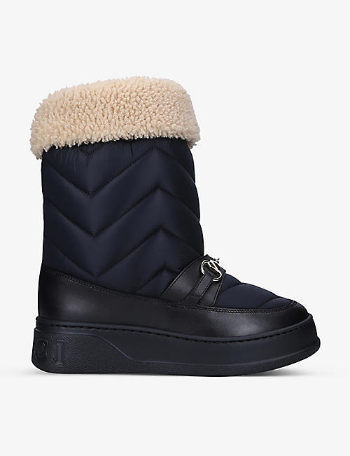 GUCCI: Women's Horsebit-detail matelassé nylon snow boots