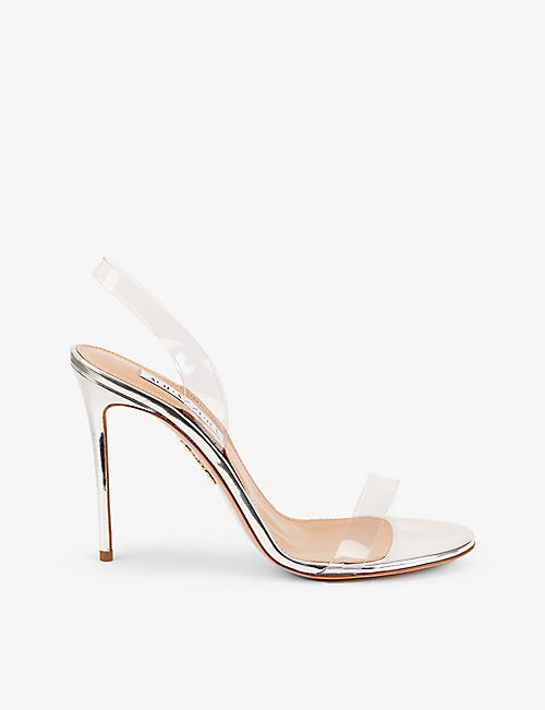AQUAZZURA: So Nude metallic PVC heeled sandals