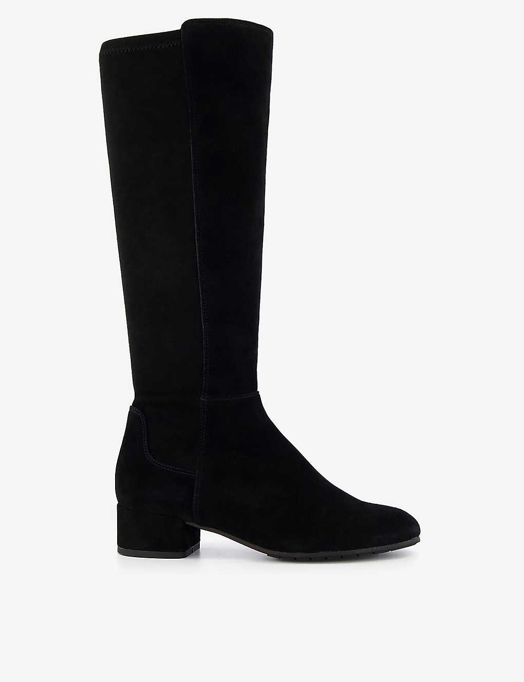 Dune Tayla Knee-high Suede Boots In Black-suede