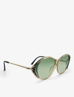 Shop The Vintage Trap Womens Green Pre-loved 2744-60 Dior 70s Round-frame Metal Sunglasses