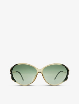 The Vintage Trap Pre-loved 2744-60 Dior 70s Round-frame Metal Sunglasses In Green