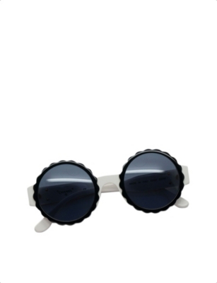 Shop The Vintage Trap Pre-loved 90s Chanel Fl99 Round-frame Acetate Sunglasses In White