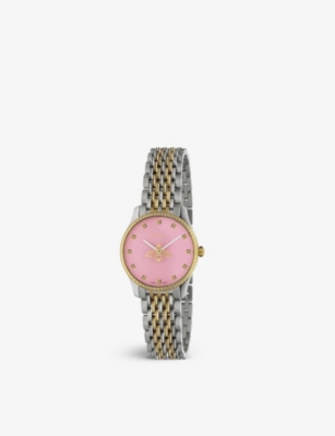Gucci Womens Gold And Silver Ya1265030 G-timeless Yellow-gold Toned Stainless-steel Quartz Watch