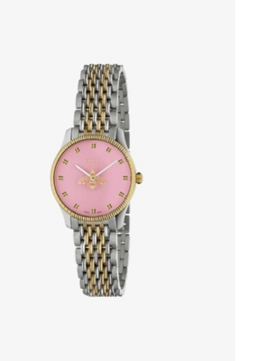 Gucci Womens Gold And Silver Ya1265030 G-timeless Yellow-gold Toned Stainless-steel Quartz Watch