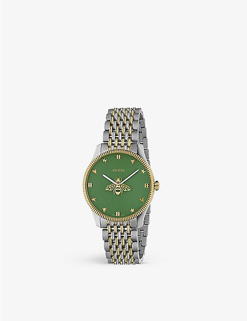 GUCCI: YA1264182 G-Timeless yellow-gold toned stainless-steel quartz watch