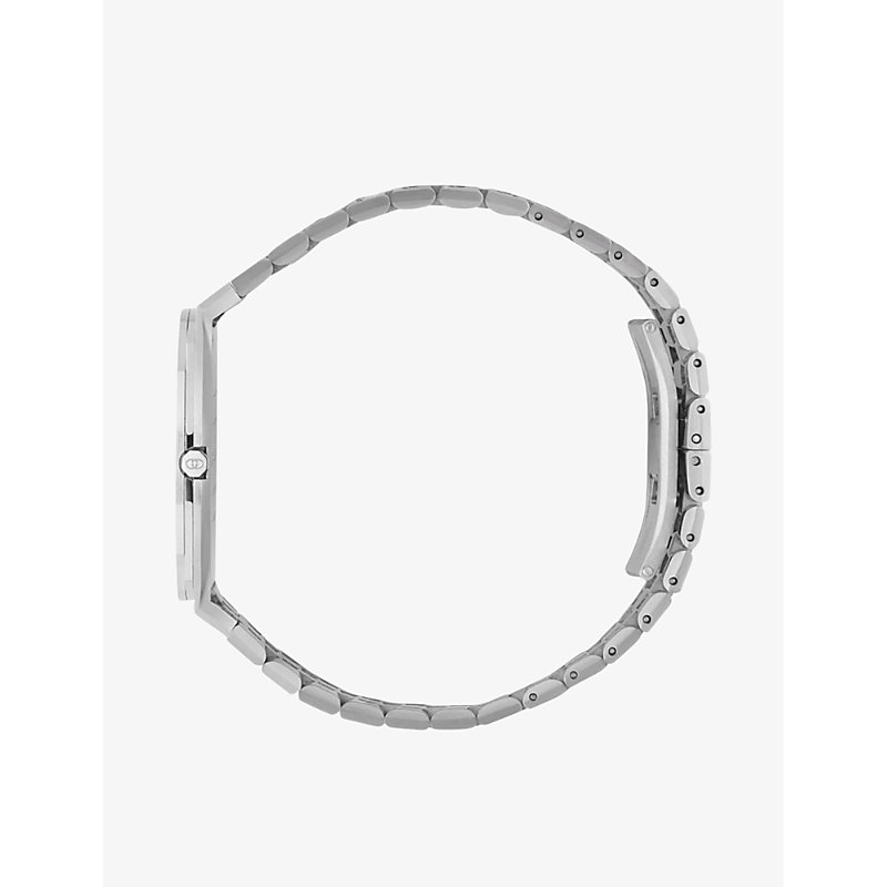 Shop Gucci Mens Silver Ya163402 25h Stainless-steel Quartz Watch