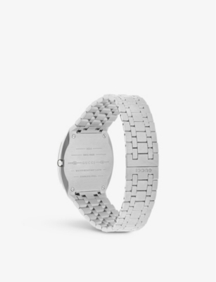 Shop Gucci Men's Silver Ya163407 25h Stainless Steel Quartz Watch