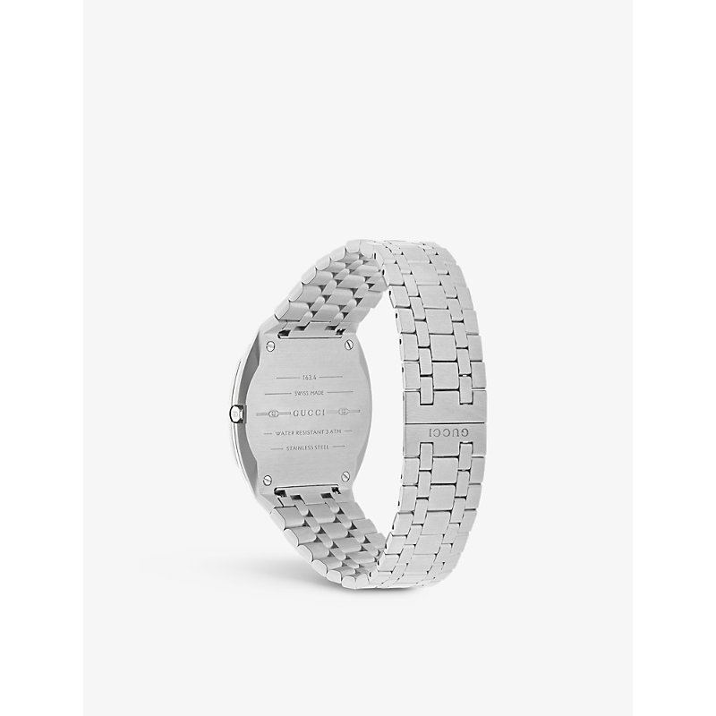 Shop Gucci Men's Silver Ya163407 25h Stainless Steel Quartz Watch