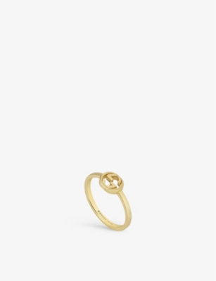 Yellow gold ring with best sale interlocking g